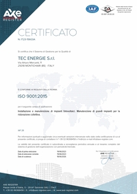 Certificato ISO 9001.2015